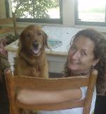 Marcia Passos Duffy with her office buddy, Sadie